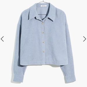 Corduroy Hartfield Crop Shirt - Terrace Blue - M